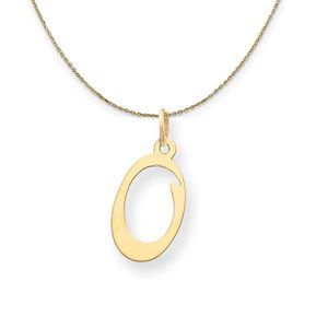 14k Yellow Gold, Sophia, Sm Script Initial O Necklace - 18 Inch